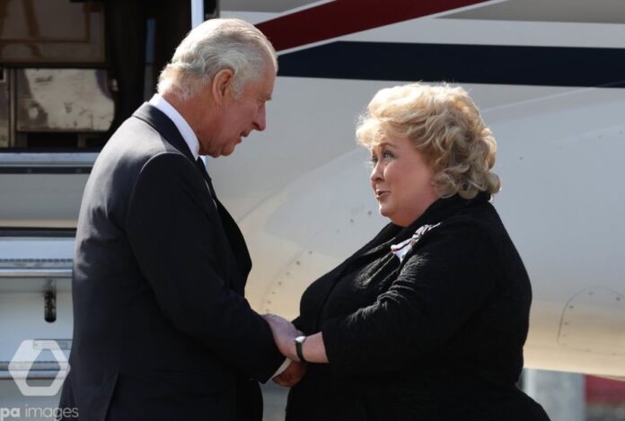 The King and the Queen Consort have departed Belfast City Airport and are returning to London ahead of the arrival of the Queen’s coffin