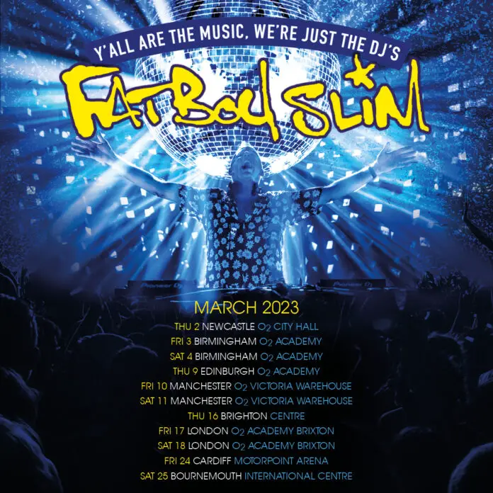 Fatboy Slim today announces a UK tour that will take place in March 2023 including two at Manchester's Victoria Warehouse